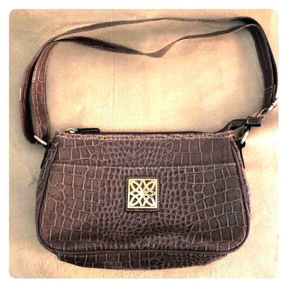 Gray Snake Skin Bag with Silver Accents